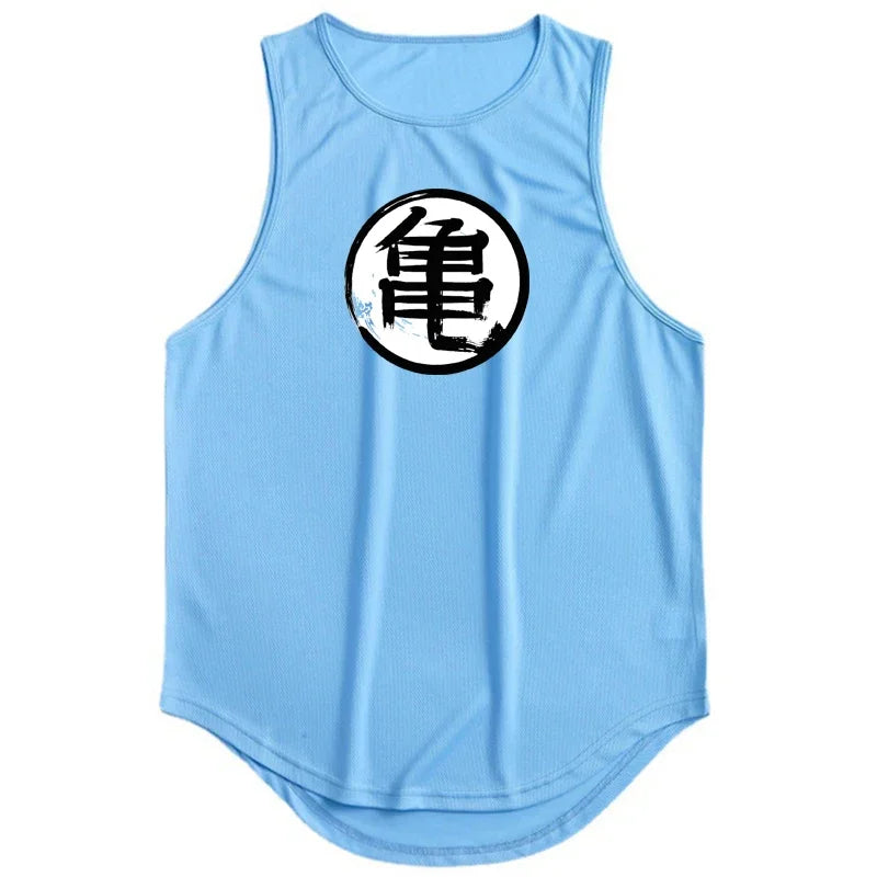 Japanese anime turtle pattern men's fitness clothes fitness vests quick-drying fitness T-shirts muscle sleeveless T-shirts