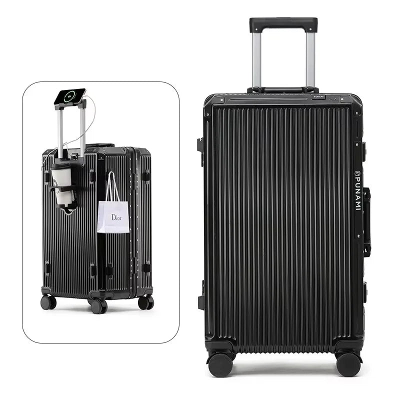 Suitcase Large Capacity Travel Rolling Luggage 20/24/26inch Aluminum Frame Suitcase Women Fashion Trolley Case with Usb Charging