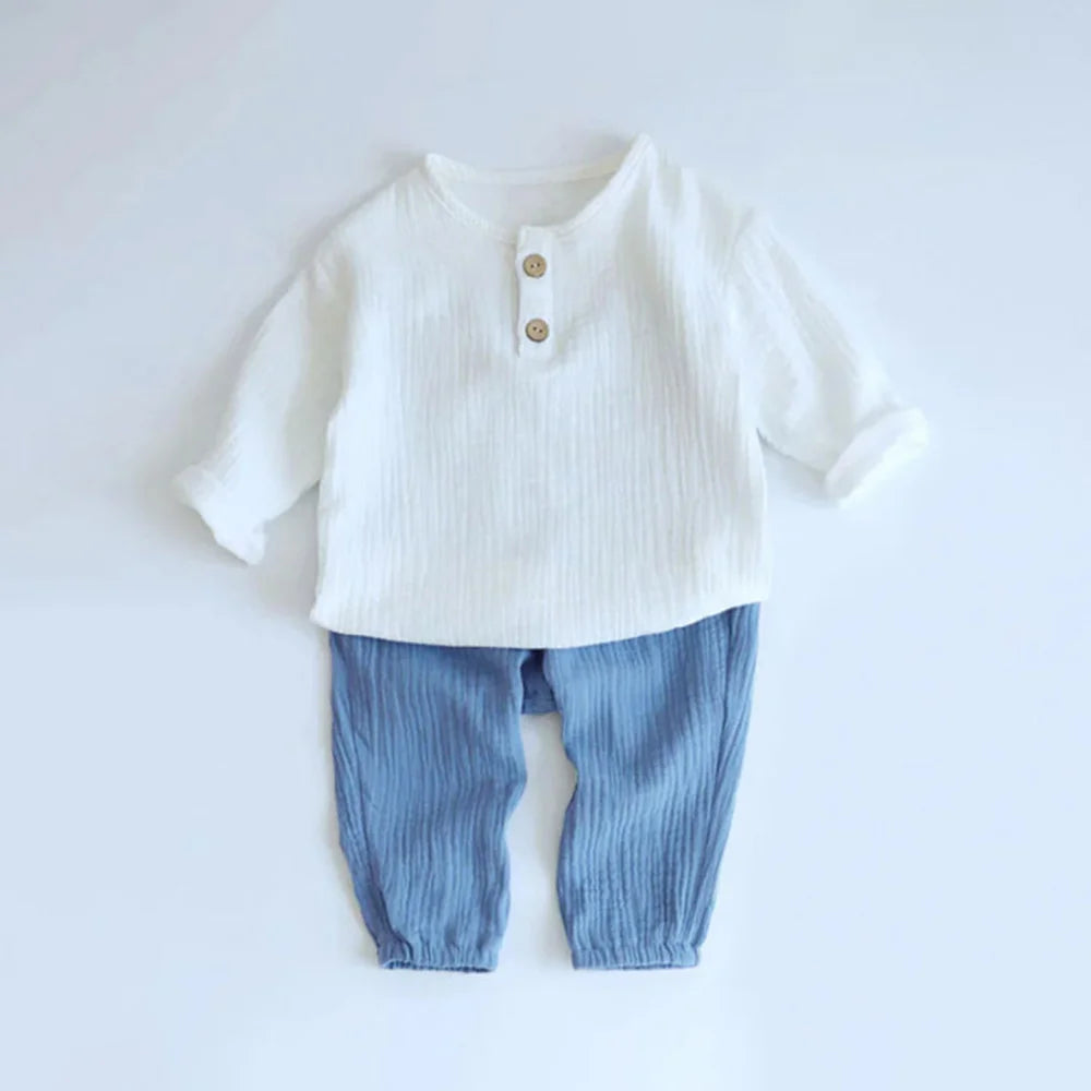 Infant Baby Boy Girl Clothes Set For Party Long Sleeve Baby Shirts +Loose Pant Toddler Kids Clothes Spring