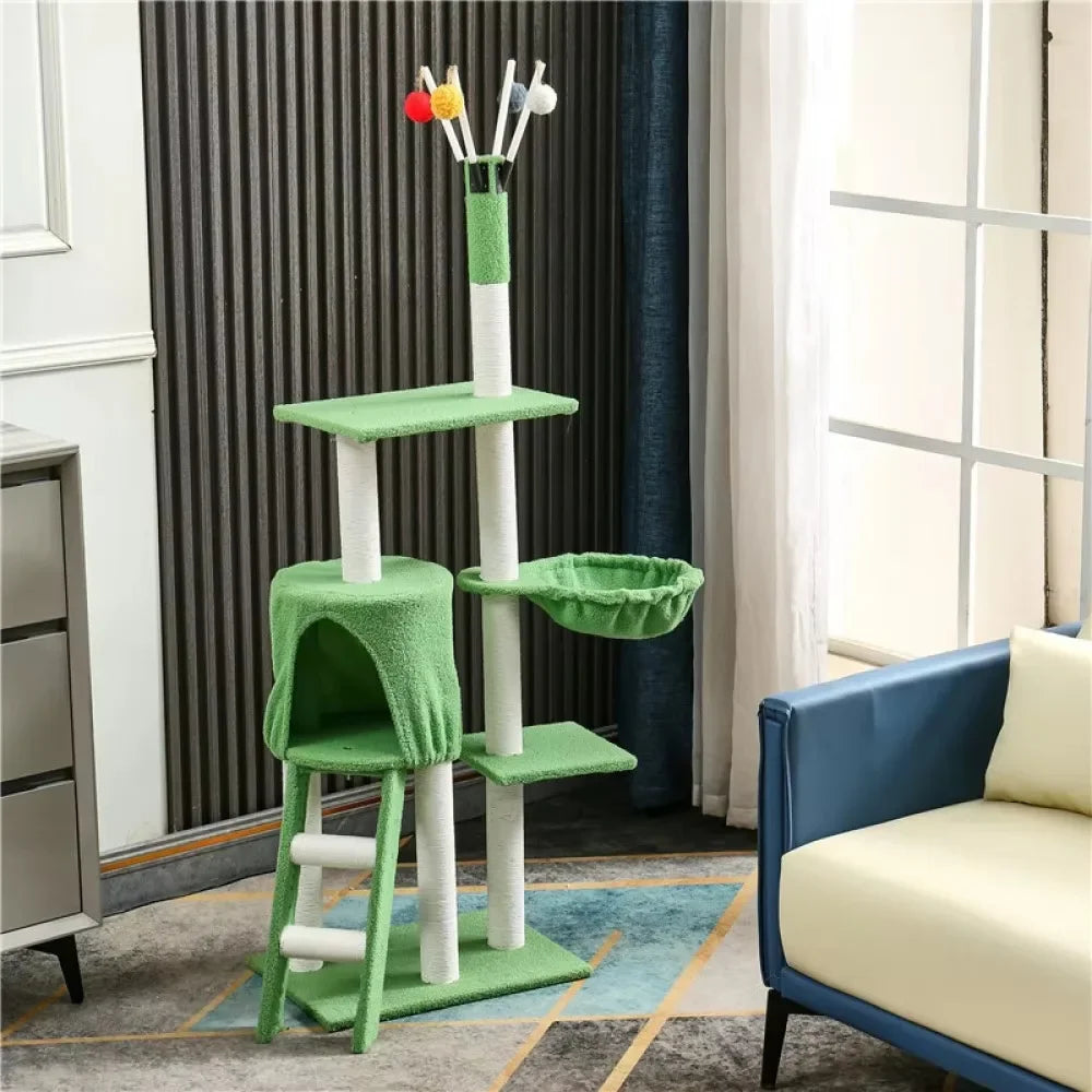 Multi Level Cat Condo Indoor Cat Furniture Luxury Plush Cat Tree Climbing Frame With Scratching Posts Board For Living Room