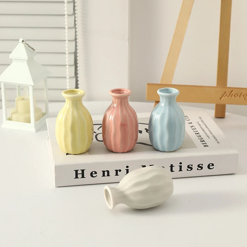 Ins Ceramics Flower Vase Nordic Flower Bottle Mini Flower Plant Bottle Pots Hydroponics Vases Room Decor Table Ornament