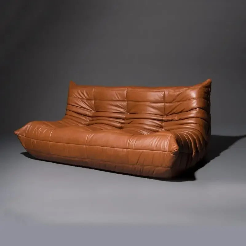 Togo Sofa Nordic designer 3-person oil wax leather sofa Classic living room furniture Caterpillar sofa