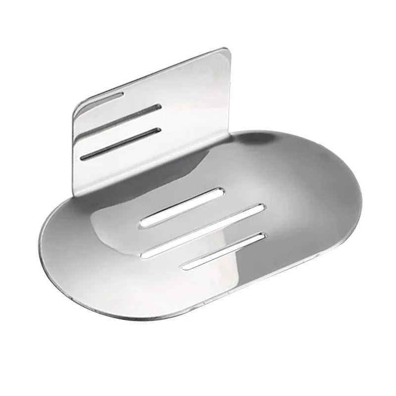Bathroom Soap Storage Rack Stainless Steel Shower Soap Dish Holder Self-adhesive Wall Sponge Storage Shelf for Kitchen Organizer