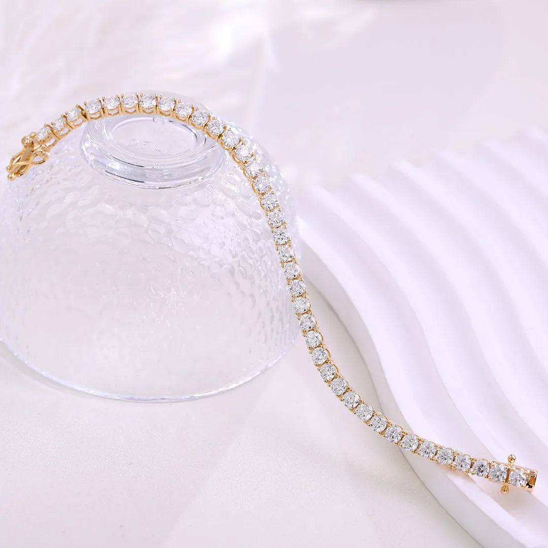 Provence Tennis Bracelet 18KGold 3.0mm four Prong Setting DEF/VS Lab Diamonds Simple Bangle for Women Men Personalized Custom