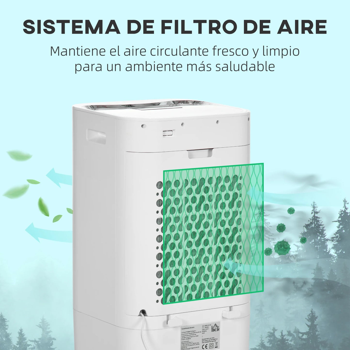 HOMCOM Portable Air Cooler 15L Humidifier Fan 32x37x74cm