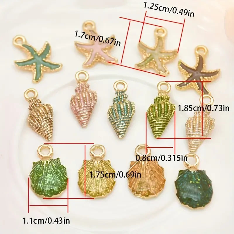 30/50pcs Of Random Dripping Oil Pearlescent Conch Shell Starfish Diy Jewelry Accessories Bracelet Earrings Pendant Alloy