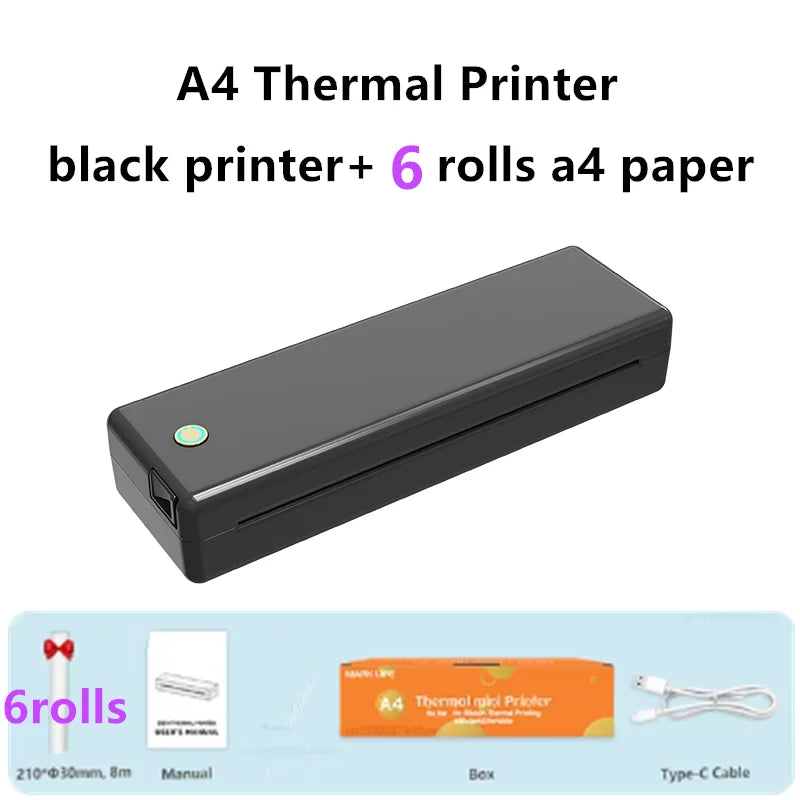 Portable A4 Thermal Printer Inkless Bluetooth Photo PDF Document Printer Memo Note Tattoo Print Wireless Tattoo Stencil Printer