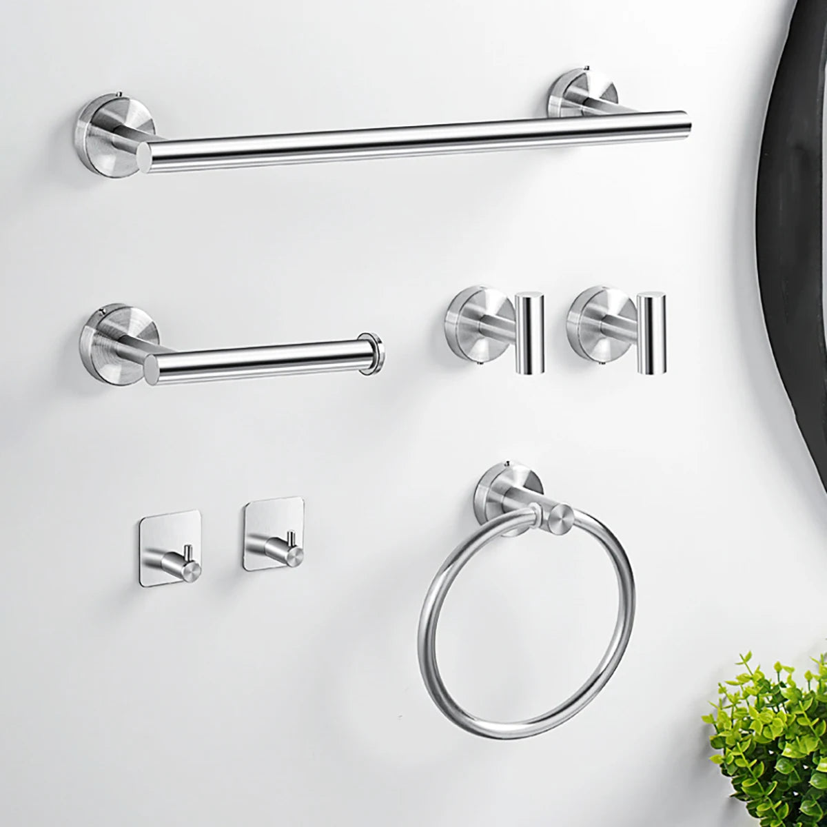 Bathroom Hardware Set 5/7pcs  SUS 304 Stainless Steel Towel Bar Se Includes Bar Hook Ring Toilet Paper Holder