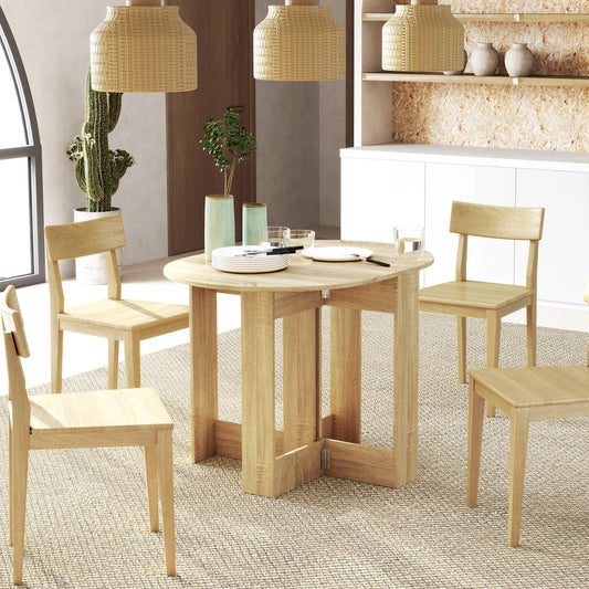 HOMCOM folding dining table with 2 wings folding 104x76x73,7 cm Oak