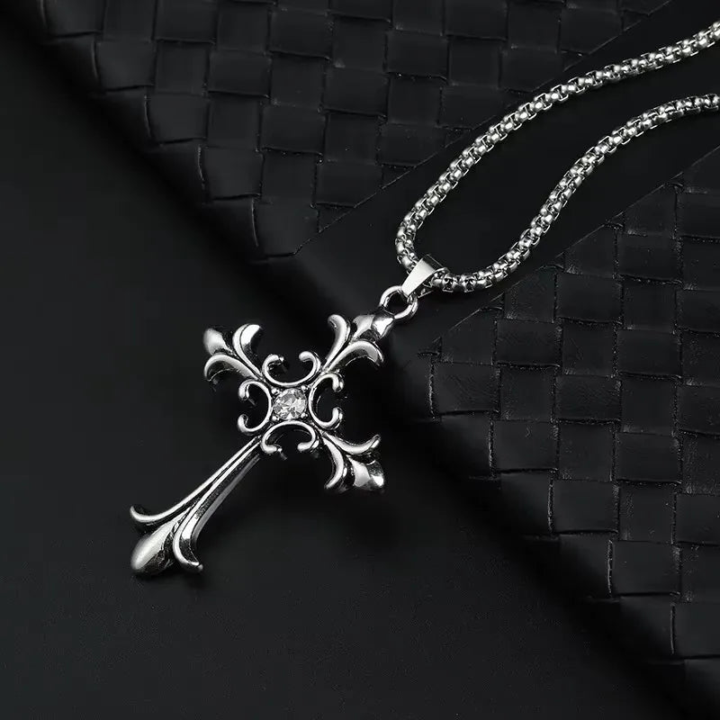 European And American Fashion Personality Retro Gothic Cross Necklace For Men And Women Street Hip-Hop Trendsetters Versatile Pe