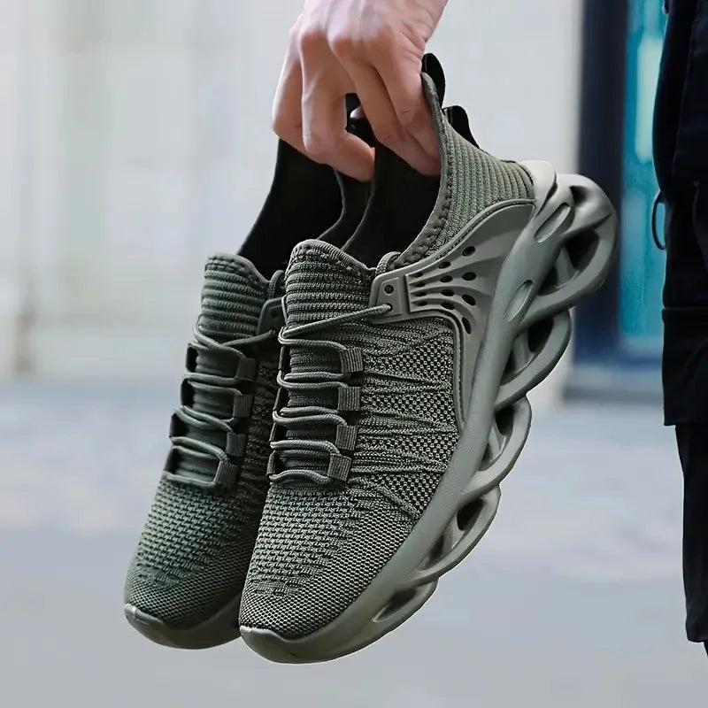 New Fashion Green Men's Running Shoes Big Size 48 Breathable Blade Shoes Trainers Men Lightweight Sports Shoes Zapatillas Hombre