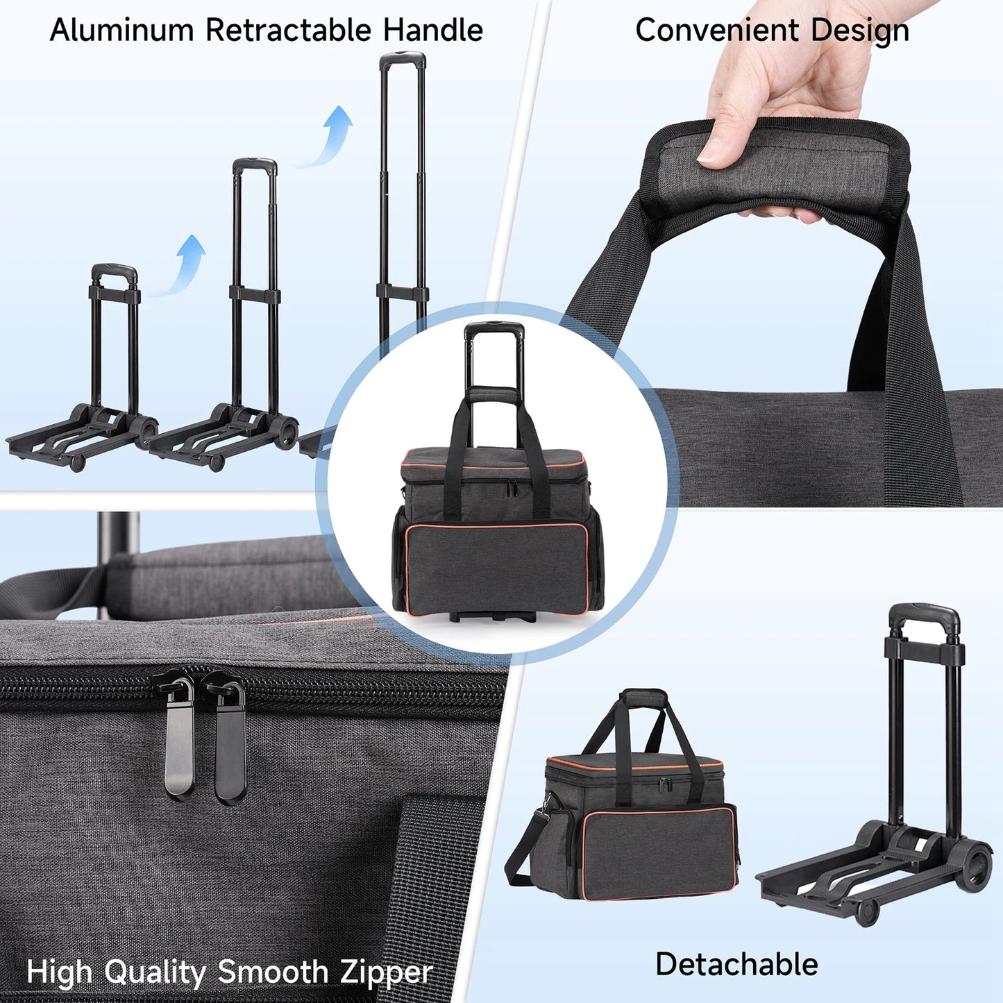 Retractable Handle Rolling Carry-On Bag - Expandable Luggage with 360° Wheels for Travel/Business, Lightweight & Durable (Black)