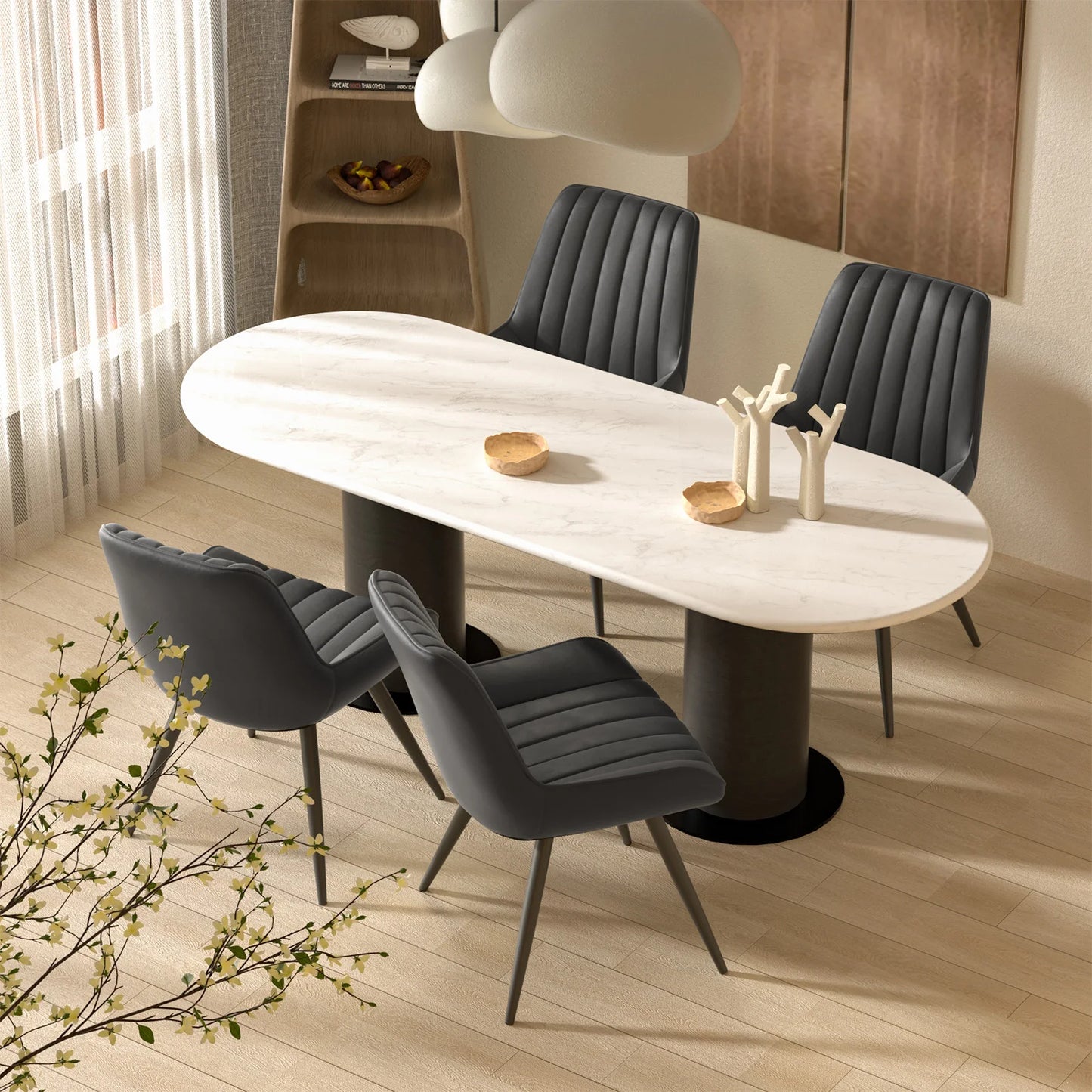 2 Pcs Office Chair Set Simple Dining Chair Without Armrests Loose Bar Chair Backrest Dining Room Bedroom Hotel Soft Bag Chair Solid Color Furniture