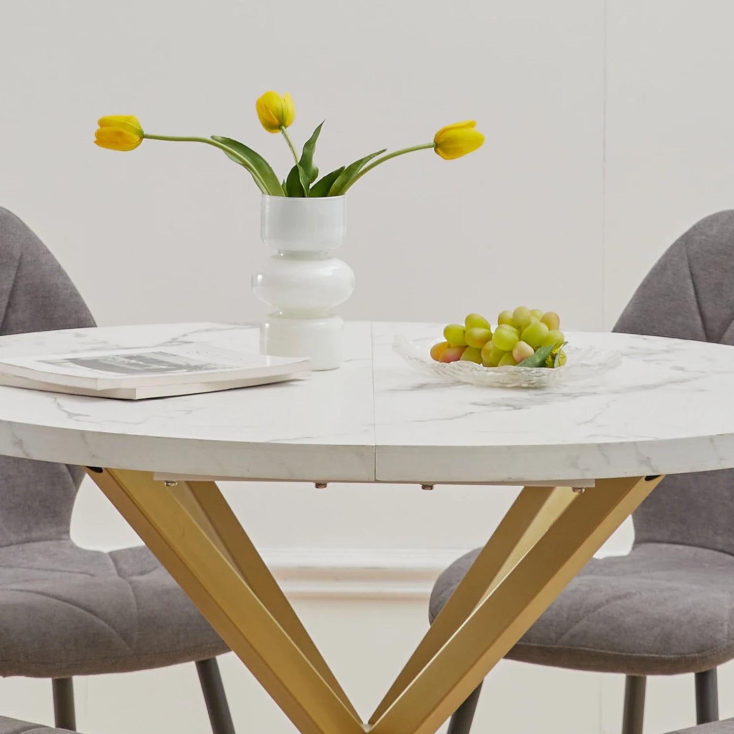 EGOONM Modern Luxury Dining Table Imitation Marble Effect Household Round Dining Table Simple Cafe Tables Home Furniture 100CM