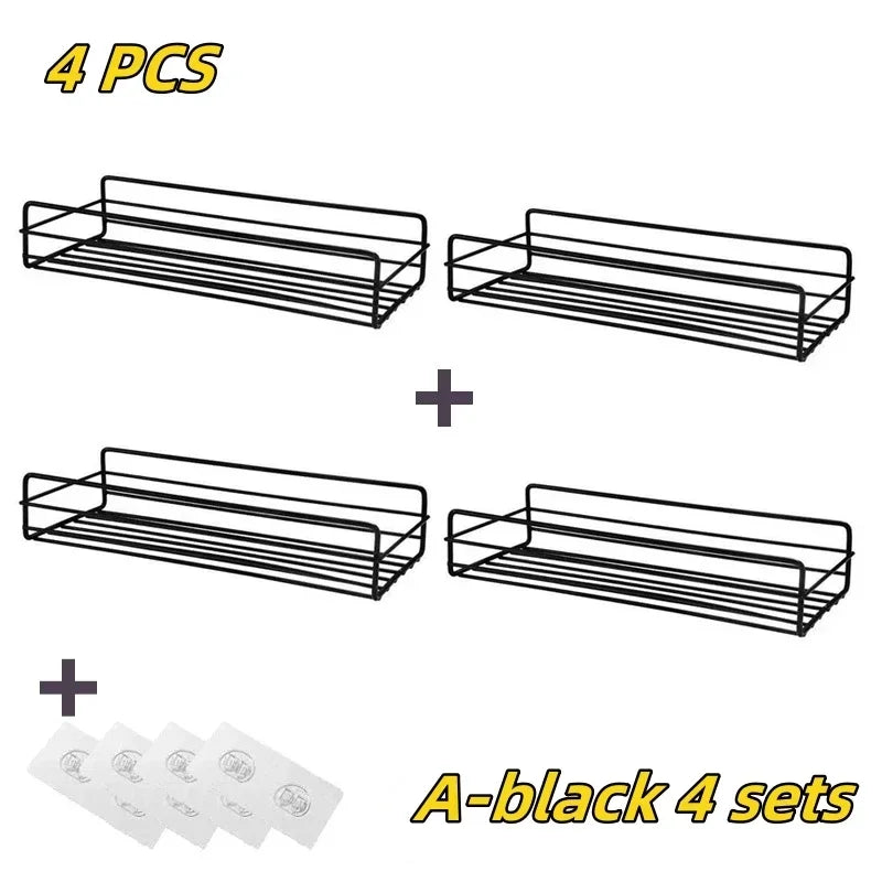 Bathroom Shelf Bathroom Accessories Shampoo Storage Shelf Cosmetic Holder No Punch Metal Shelf Condiment Organizer Corner Shelf