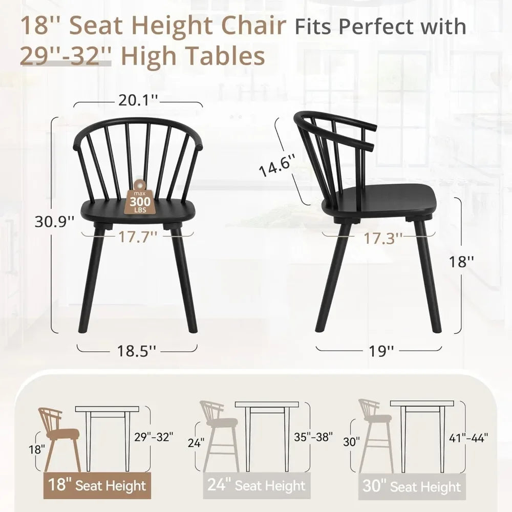 Dinings Chairs Set of 8,Farmhouse Wood Dinings Chair with Semicircular Backrest,Spindle Dining Chair for Kitchen and Dining Room