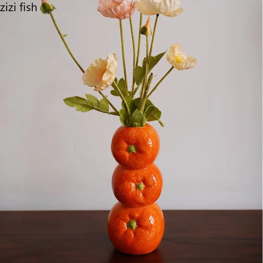 Fruit Shaped Ceramic Vase Vintage Floral Ware Dried Flower Vase Desktop Vases Flower Arrangement Hydroponic Vases Crafts