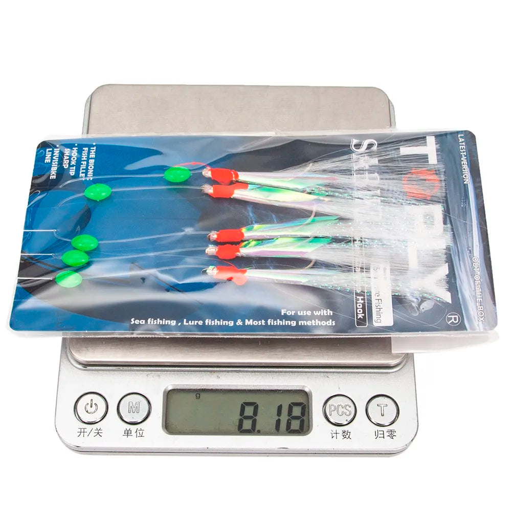 5 Pcs Sabiki Soft Fishing Lure Rigs Bait Jigs Lure Feather Lure Herring Bait 3/0# Fishing Hooks Pesca Iscas Tackle Tools Hooks