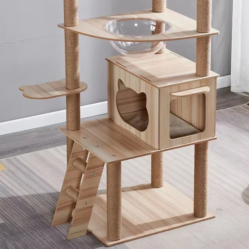 Solid Wood Cat Climbing Frame Household Cats Scratching Post  Nest Four Seasons Big Cats Jumping Platform Large Cat Tree Cat Toy