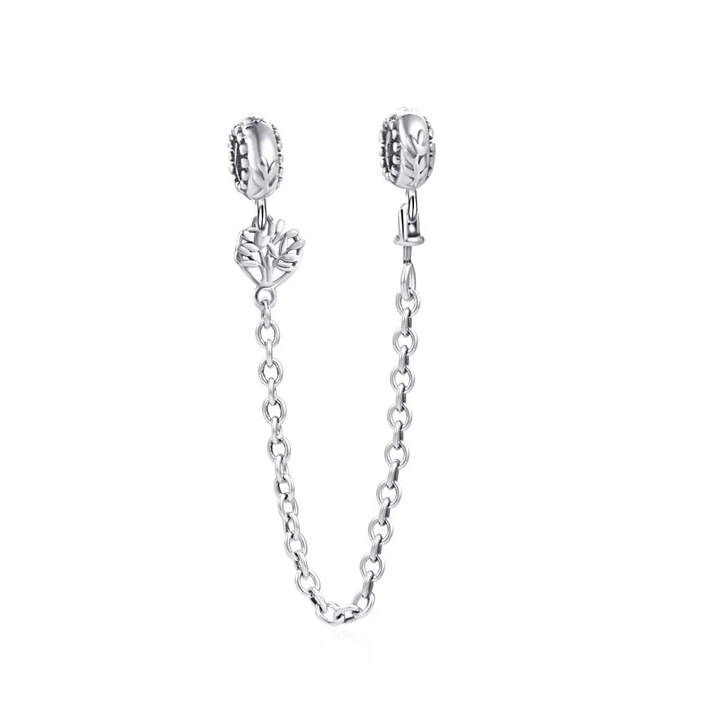 New 925 Silver Horseshoe Clover Star Cat Charm True eyes Pendant Safety Chain Bead Fit Original Bracelet Jewellery Gift dragon
