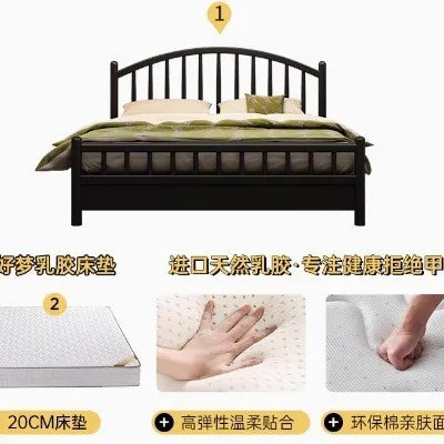 Nordic black retro American modern simple 1.5m storage princess bed solid wood bed 1.35 meters double 1.8 meters