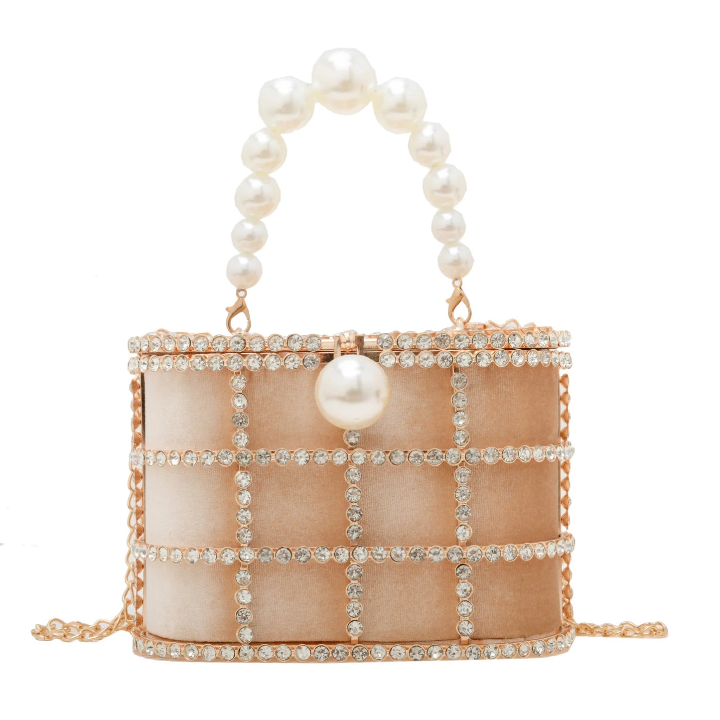 Metallic Evening Bag Pearl Hollow Out Womens Bags Luxury Design Rhinestone Diamond Dinner Bags For Party Wedding Handbags
