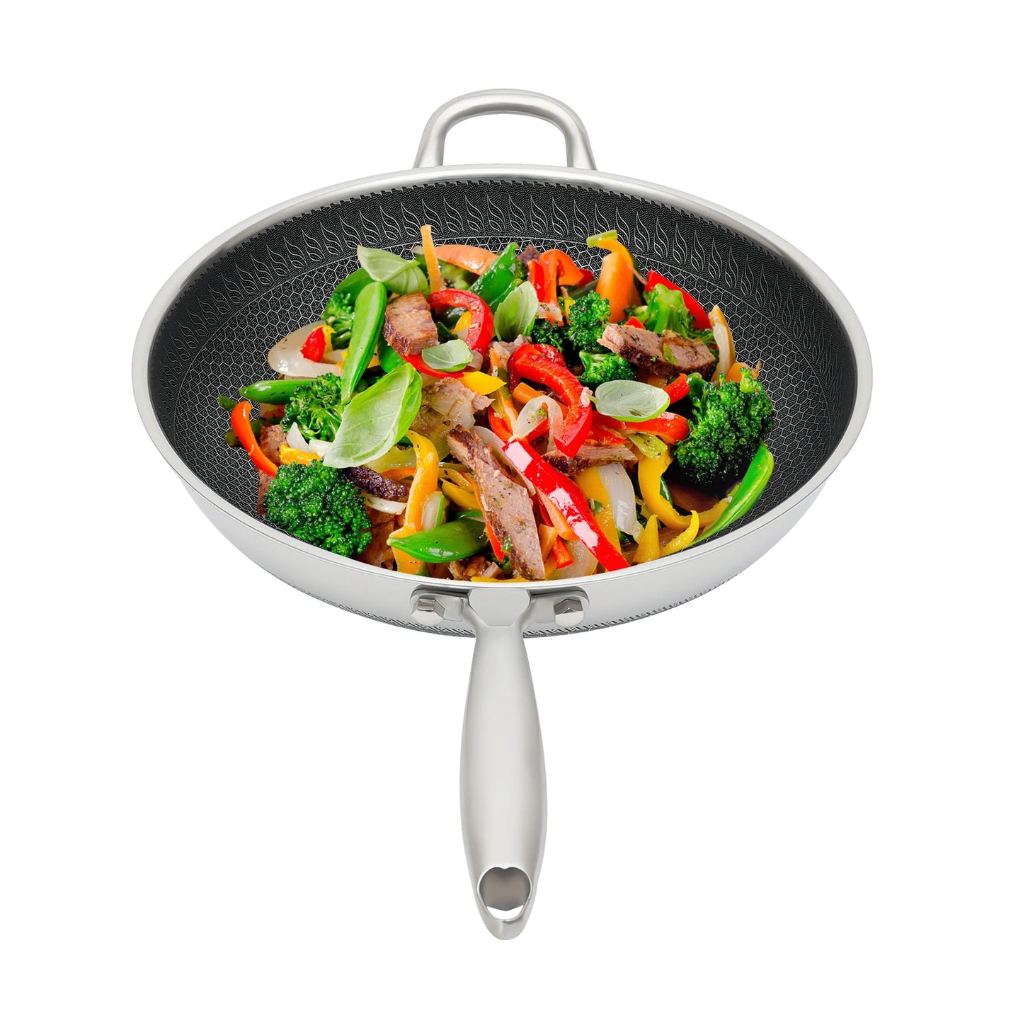 316 Stainless Steel Frying Pan Wok Pan Nonstick Cooking Fried Steak Gas Stove Pot Induction General Saucepan Kitchen Cookware