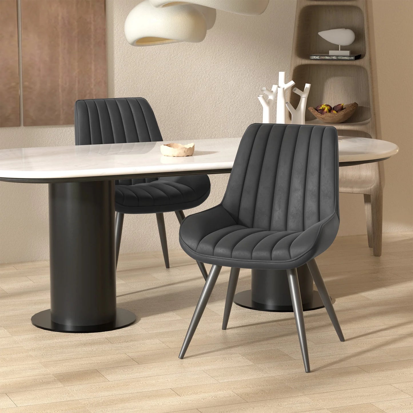 2 Pcs Office Chair Set Simple Dining Chair Without Armrests Loose Bar Chair Backrest Dining Room Bedroom Hotel Soft Bag Chair Solid Color Furniture