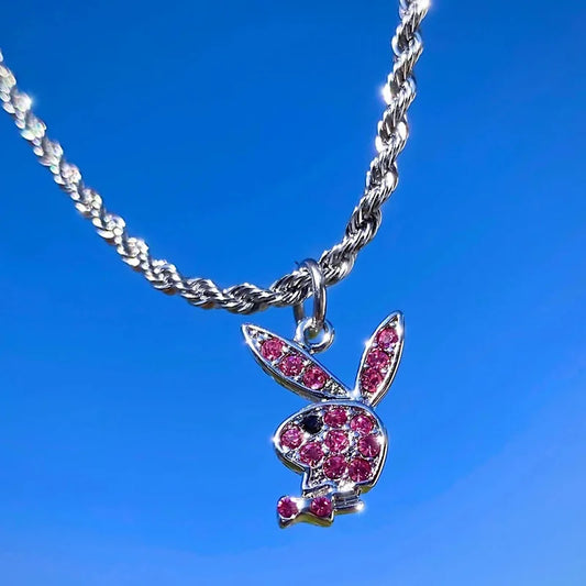 2022 New Fashion Net Red Zircon Rabbit Ladies Necklace Hip Hop Rock Pendant Necklace White Rabbit Clavicle Chain Jewelry Girl