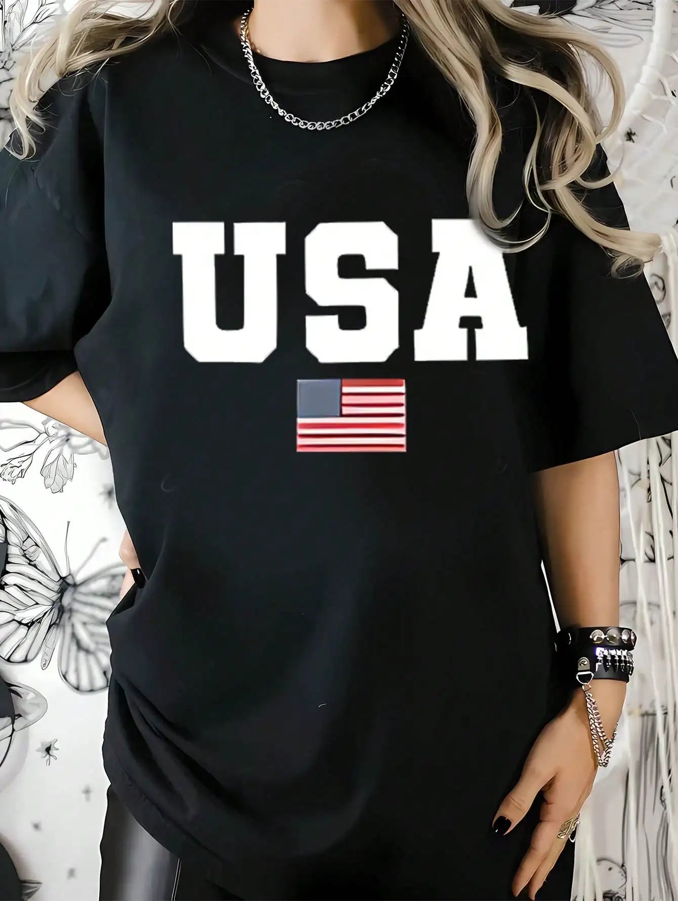 American Flag Shirts For Women 4th Of July Tops USA Print T Shirt  Proud T-Shirt Comfort Neck Short Casual Short Sleeve American