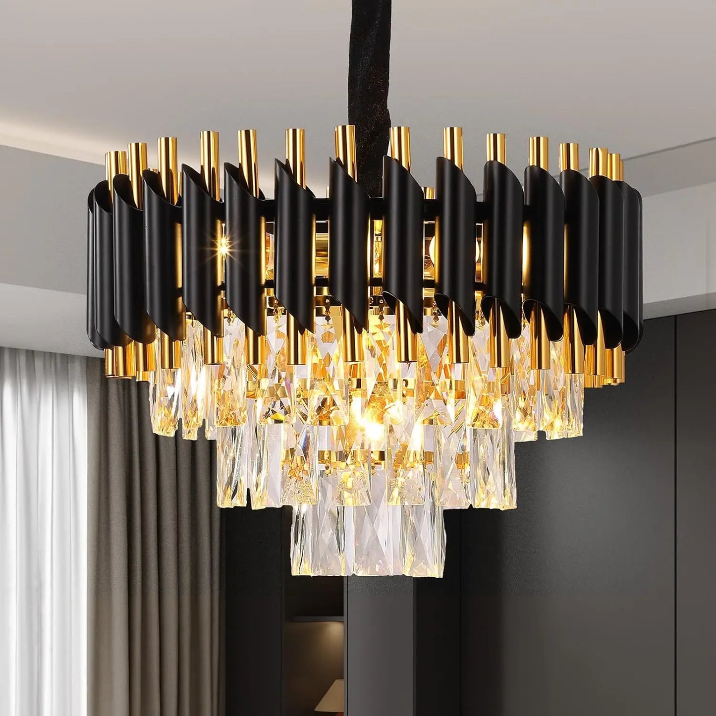 Luxury Pendant Lights Crystal Aluminum Chandelier E12 Lamp Holder Indoor Lighting for Home Dining Room Kitchen Coffee Shop Decor