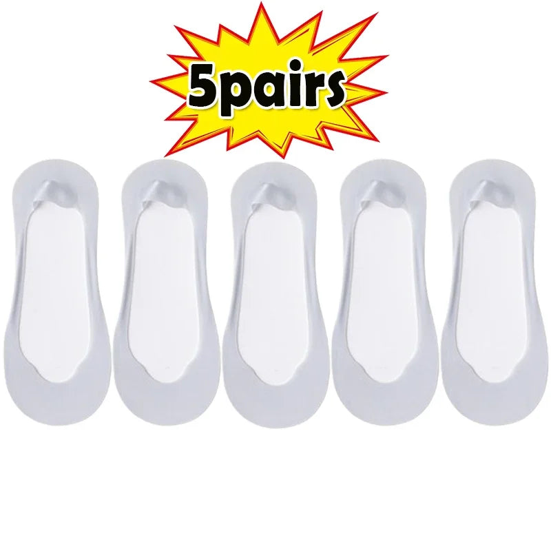 3/5/10Pairs Summer Thin Socks Women's Ankle Short No-Show Set Foot Cotton Female Invisible White Low Cut Non-Slip Boat Sock