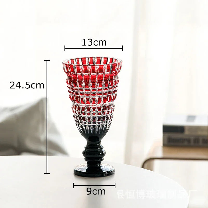 Goblet Shaped Transparent Glass Vase Desk Decoration Flower Arrangement Hydroponics Flower Pot Floral Vases Room Aesthetic Decor
