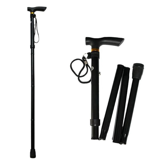 Multifunction Walking Stick Trekking Poles Telescopic Foldable Hiking Cane Crutch for Elderly Outdoor Climbing Travel Support