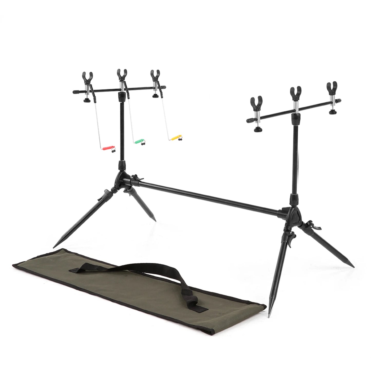 Lixada 3-in-1 Fishing Rod Pod Stand Holder Adjustable Retractable Carp with 3pcs Bite Alarms Fishing Tackle Fishing Accessories