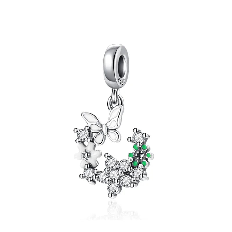 New 925 Silver Horseshoe Clover Star Cat Charm True eyes Pendant Safety Chain Bead Fit Original Bracelet Jewellery Gift dragon