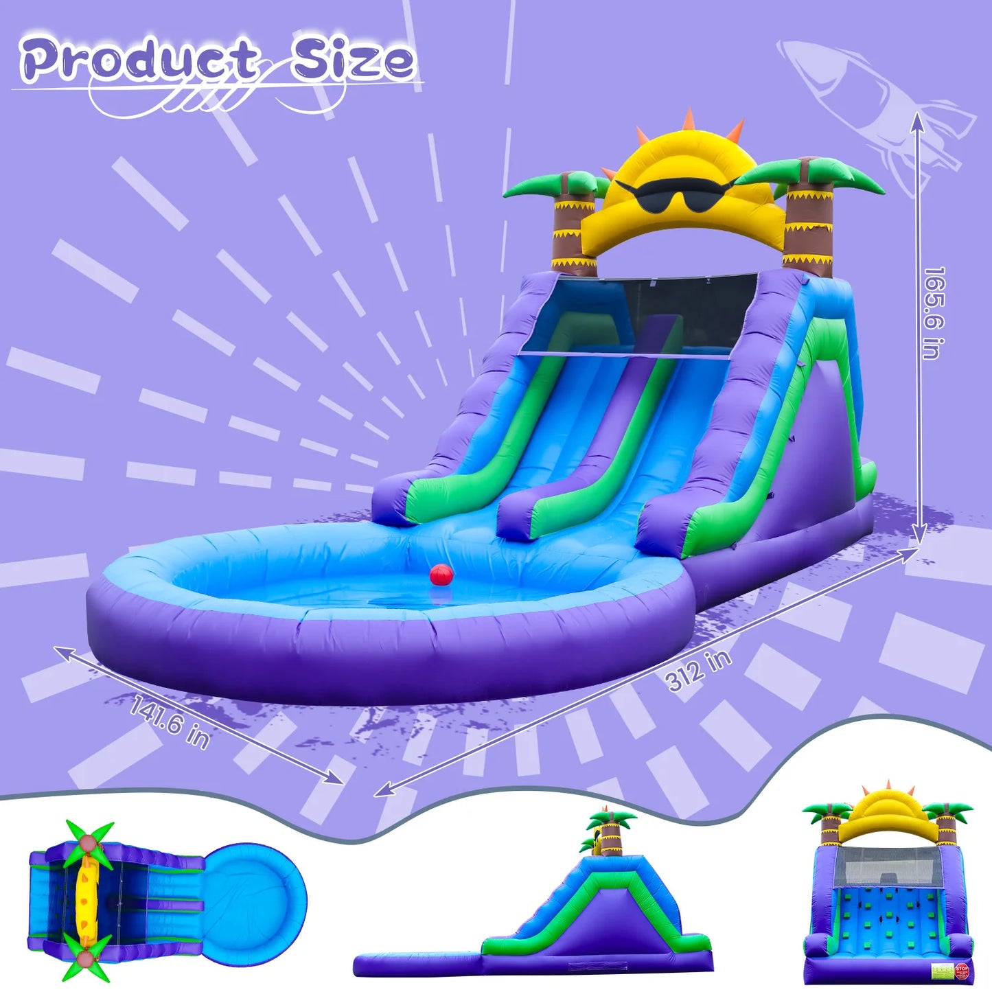 26FT Commercia Large PVC Inflatable Double Water Slides Water Park for Outdoor Children's playground, children's toys