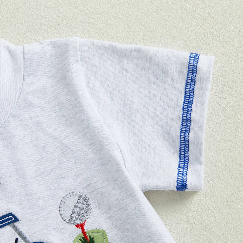 2024-12-13 Lioraitiin Toddler Baby Boy Golf Outfit Short Sleeve T-shirt Top and Shorts Set Golf Birthday 2Pcs Summer Clothes
