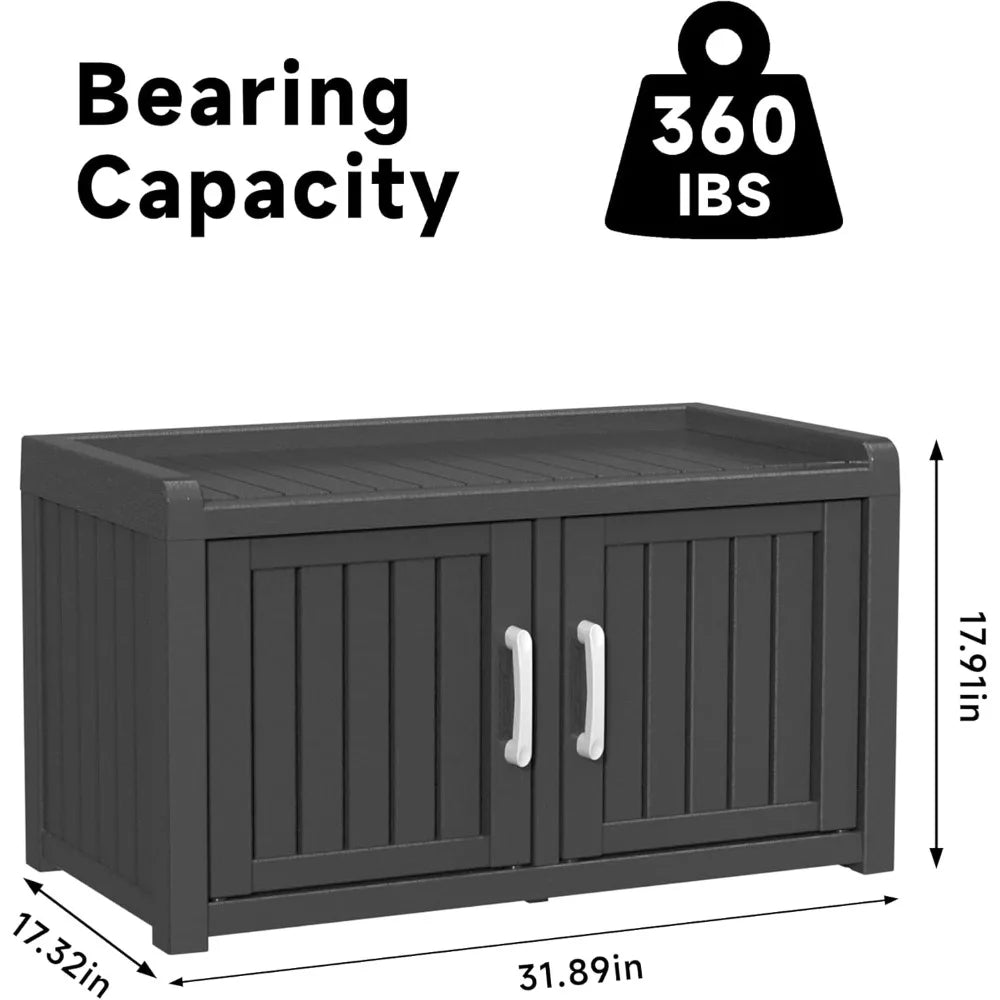 Shoe Cabinet Waterproof UV-Resistant,Storage Bench Indoor Outdoor with Adjustable Shelves,for Entryway Bedroom,Hallway,Living