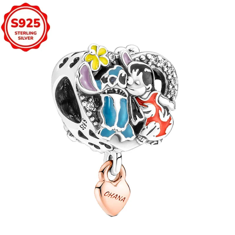 For Original Women 925 Bracelet Bangle Pendant Charm Disney Stitch 925 Sterling Silver Boutique Bead DIY Jewelry Gift New in Hot