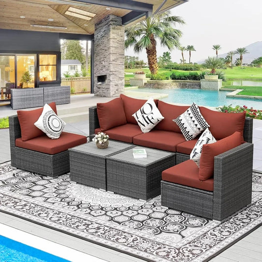 Large High-Back Wicker Patio Conversation Set – Rattan Outdoor Sectional Sofa for Backyard, Garden & Outdoor Living Spaces