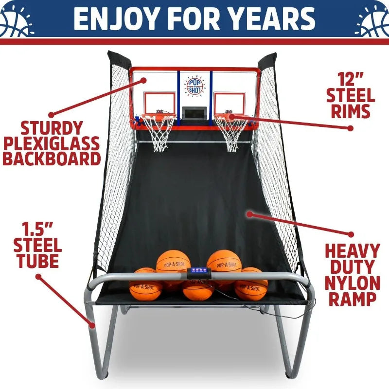 Pop-A-Shot Official Indoor/Outdoor Dual Shot Basketball Arcade Game - Weather Resistant - 16 Different Games 6 Audio Options