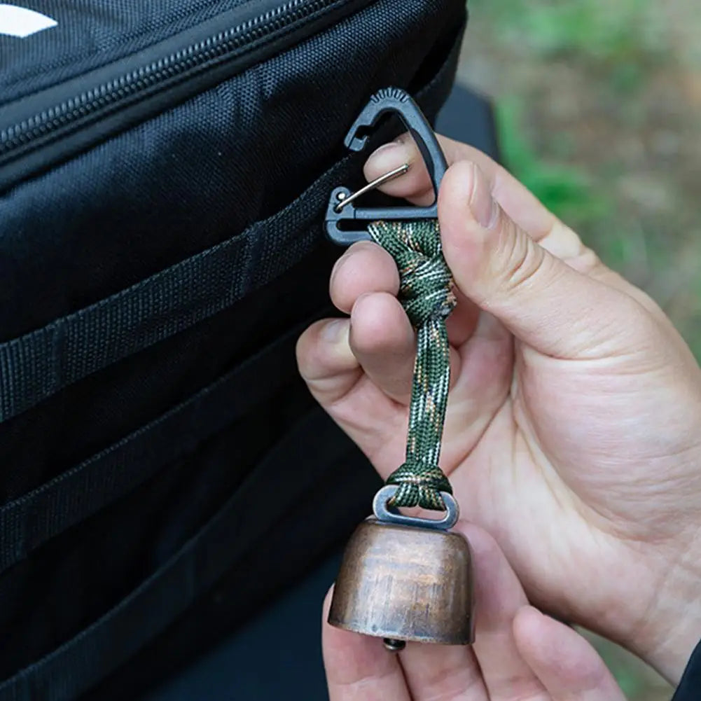 Bear Bell Outdoor Metal Bell Pendant Keychain Camping Bear Protection Bell Accessory with Mute Function Hiking Loud Cowbell