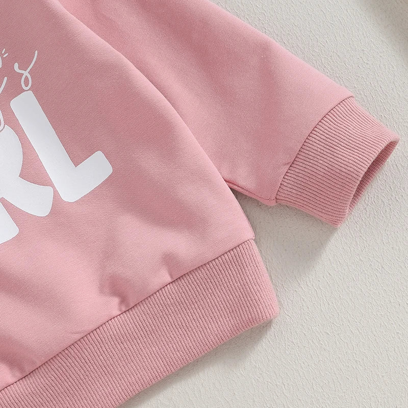 Toddler Baby Girl Clothes Crewneck Pullover Print Sweatshirt Pants Suit Baby Fall Winter Outfit