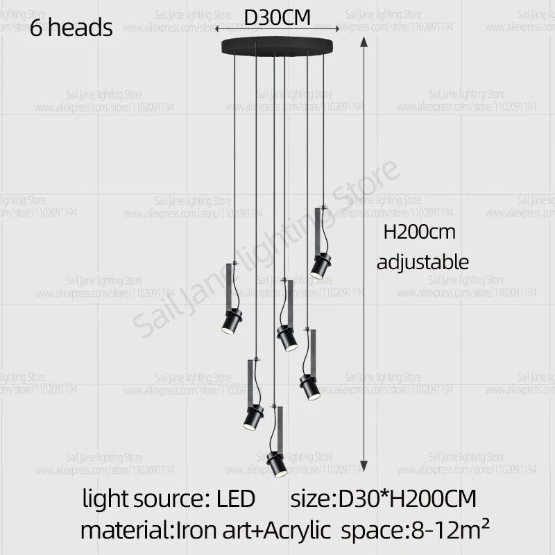 Led Spotlights Chandelier Minimalist Modern Living Room Lighting Home Decoration Hanging Restaurant Lamp Stairs Pendent light