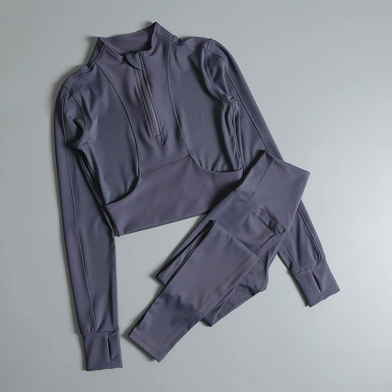 Fitness suit for women in spring professional training morning jogging high-end temperament sportswear fashion long-sleeved