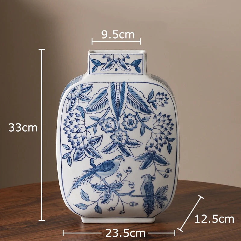 Blue and White Porcelain Vase Plant Pot Table Decoration Flowers Arrangement Multiple Styles Flower Vases Room Aesthetic Decor
