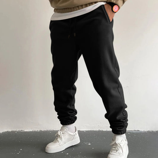 Outdoor Jogger Fitness Running Sweatpants For Men's Black High Waist Drawstring Sport Casual Pants With Pockets Baggy Trousers