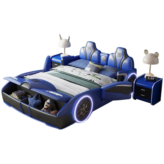 Modular Racing Car Bed System - Space-Smart Solid Wood Frame with Convertible Toddler-to-Twin Function (ASTM/OEKO-TEX Certified)