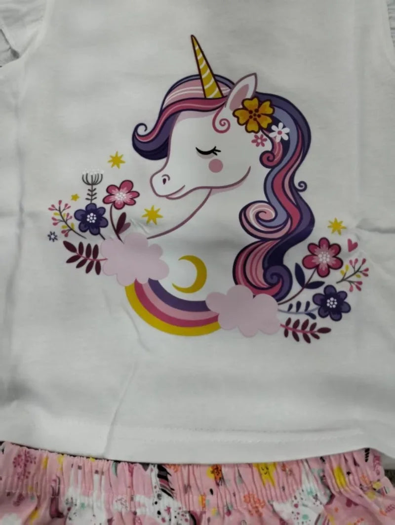 Baby Girls Clothes Sets for Kids T-shirt Tops+Short Pants Clothes Sets Toddler Girl Cute Printed Summer Infant Clothing Sets